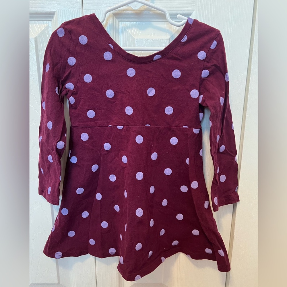 Gap Kid’s Purple Polka Dot Long Sleeve Dress Size 3